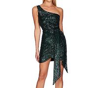 Générique Abito da sera Donna Chic Ed Elegante Matrimonio Paillettes 2025 Nuovo Abiti Una Spalla Gonna Da Legare Dress Frizzante Abiti Tinta Unita Gonna Abito Da Sera Cocktail Donna Lunga, GN1, XL