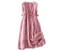 Générique Abito Da Spiaggia Donna Abiti ES Taglie per Donne Rotonde 2025 Abito Da Sposa Boemia Donna Vita Impero, 2-rosa, XXL