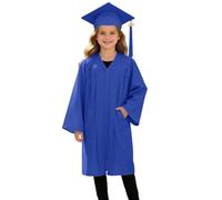 Générique Abito e cappello da donna per laurea per ragazze abito accademico formale con tasche in twill, blu, 6-7 Anni