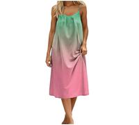 Générique Abito lungo da donna estivo chic abito estivo da donna Backless Chic Caraco Backless senza maniche Abiti per la spiaggia Abiti Casual Lunghi Spalline Spaghetti Dress, Rosa-b, XXL