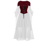 Générique Abito medievale da donna, stile vintage vittoriano, abito gotico medievale, da donna, per cosplay, spalle scoperte, in pizzo, elegante, maniche a pipistrello, vestito elegante, per feste