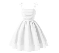 Générique Abito senza maniche per ragazza, luminoso e giocoso, con fiocchi e spalline per un comfort e una fiducia in se stessi. Questo abito estivo tinta unita è ideale per le ragazze., bianco, 10-11