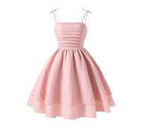 Générique Abito senza maniche per ragazza, luminoso e giocoso, con fiocchi e spalline per un comfort e una fiducia in se stessi. Questo abito estivo tinta unita è ideale per le ragazze., Rosa, 11-12