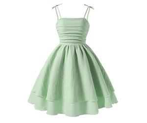 Générique Abito senza maniche per ragazza, luminoso e giocoso, con fiocchi e spalline per un comfort e una fiducia in se stessi. Questo abito estivo tinta unita è ideale per le ragazze., Verde chiaro