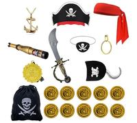 Générique Accessori pirata, set capitano travestimento per bambini e bambini, accessori alla moda per travestimento da pirata, per Halloween, teatro, evento a tema, festa, cosplay