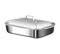 Générique Acciaio inossidabile Pan, Rettangolo Cake Bakeware, 18.31 Inches Pan with Lid and Handle, Premium Stainless Steel Material, Multi-Purpose Oven Dish, Kitchen Home Party Usage