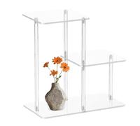 Générique Acrilico End Table, 3-Tier Clear Side Table Nightstand, Modern Trasparente Furniture for Entryway, Study Rooms, Hallway, Living Room, Bedroom, Uffizi, Bathroom, and Apartment Spaces