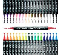 Générique Acrylic Markers Set - 48 x Drawing Art Crafts Professional Supplies | Paint Pens Acrylic Markers | Drawing Art Craft for Wood Canvas Stone Glass Ceramic Calligraphy Metal Textile Rock Paper
