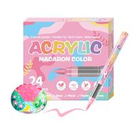 Générique Acrylic Paint Markers, 24 Colors Paint Pens, Water-Based Soft Tip, Fade-Resistant Brush, Multi-Art Pen for Rocks, Shoes, Woodworking, Leather, Fabric, Design, Segnalazione, Metal