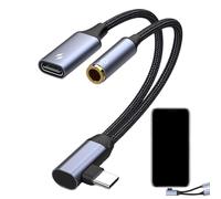 Générique Adattatore auricolare USB C | 2-in-1 USB C to Headphone Jack Adapter | Woven Cable Charger for Smartphone Men Women Headset Earbud