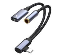 Générique Adattatore USB C per cuffie, adattatore audio di tipo C da 3,5 mm, caricatore adattatore per cuffie multifunzione 2 in 1, adattatore cavo intrecciato da 3,5 mm, ricarica e trasmissione