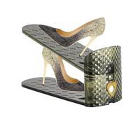 Générique Adjustable Shoe Organizer, Double Tier Storage Rack, Compact Footwear Holder, Slip-Resistant & Sturdy Build, Versatile Fit for Flats, Sneakers, Heels, Ideal for Home & Entry Spaces