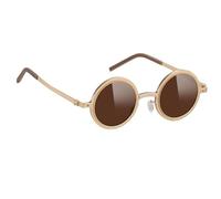 Générique Adjustable Tint Glasses, Sunglasses Round Polarized With Built-in ND Filter, Portable Design UV Block Eyewear for Vacation Leisure Outdoor Sports City Walk Beach, in oro, Se référer