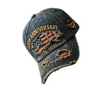 Générique American Hat - Embroidered US 250th Commemorative Cap, 1776-2026 Adjustable Baseball Hat, Patriotic Sun Protection Headwear | Vintage Men Washed Dad for Women Outdoor Camping Hiking Runnin
