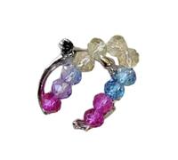 Générique Anelli di perle floreali unici, dito colorato accessori per le donne accessori fatti a mano anelli floreali vintage, Come descritto, come descritto