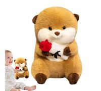 Générique Animal Plush Toys - Valentine's Day Room Decoration | 9,4 pollici Cute Holding Red Rose | Animal Plush Toy | Cuddly Doll for Bedroom Playroom