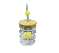 Générique Arco di Vetro Tazza di Acqua Carino, Cartoon Tazza di Vetro, a righe Carino Doodle Tazza di Caffè Domestico Frutta Tea Limonata Ragazze Regalo