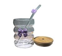 Générique Arco di Vetro Tazza di Acqua Carino, Cartoon Tazza di Vetro, a righe Carino Doodle Tazza di Caffè Domestico Frutta Tea Limonata Ragazze Regalo