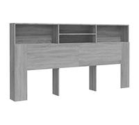 Générique Armadio testiera grigia, 200 x 19 x 103,5 cm | Legno da ingegneria resistente, 4 scomparti, montaggio a parete incluso, stile libreria