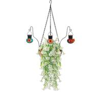 Générique Artificial Plants for Backyard Birding Spring Fall Front Door Wall Deck Porch Gazebo | Fake Flowers for Outside - Realistic Fake Flowers with Bird Feeder