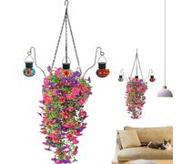 Générique Artificial Plants for Backyard Birding Spring Fall Front Door Wall Deck Porch Gazebo | Fake Flowers for Outside - Realistic Fake Flowers with Bird Feeder