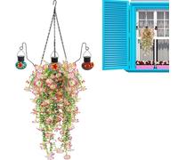 Générique Artificial Plants for Backyard Birding Spring Fall Front Door Wall Deck Porch Gazebo | Fake Flowers for Outside - Realistic Fake Flowers with Bird Feeder