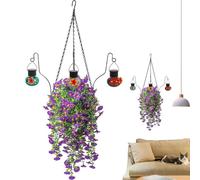 Générique Artificial Plants for Backyard Birding Spring Fall Front Door Wall Deck Porch Gazebo | Fake Flowers for Outside - Realistic Fake Flowers with Bird Feeder