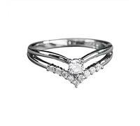 Générique Astuccio Anelli Creativo V Shaped Sparkling Ring Heart Zircon Ring Jewelry Rullo Piercing Anelli, 8, Metallo, Nessuna pietra preziosa