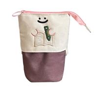 Générique Astuccio per matite in piedi, scatola per forniture telescopiche, custodia per libro pieghevole con cerniera, per adulti, studenti, scuola, casa, viaggi, dormitorio universitario, marrone