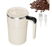 Générique Automatic Stirring Coffee Cup - 400 ml Self Mixing Mug | USB Charging Stainless Steel Portable Cup with Lid, Green Beige Colors for Coffee Soybean Milk Drinks Home Office