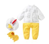Générique Baby Chicken - Costume a maniche lunghe, in peluche, 4 diverse dimensioni, Fuzzy Bodysuit Set, Cartoon Pagliaccetto Cosplay, Adorable Outfit with Shoes, Perfect for Dress Up Play