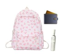 Générique Backpack Bow - Fashionable, Stylish Companion | Material, Robust | Elegant Design, Feminine, Adjustable Straps, Practical Pockets For Everyday School and Leisure., Rosa, riferimento alla