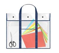 Générique Bag Carrier | Clear Bag Large Organizer | Organizer con maniglie e Pocket, PVC Artwork Container and Organization with Transparent Design, Reinforced Sewing, and Nylon, blu,