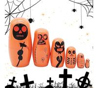 Générique Bambole russe per bambini | 6 pezzi Bambole in legno di Halloween | Giocattoli in legno per, bambini, ragazzi, ragazze, amici, fidanzate e donne