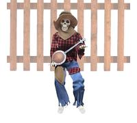Générique Banjo Skeleton -, Poseable Guarnizioni, Glowing Eyes, High-Temp Resistant Guarnizioni Statua | Halloween Skeleton Prop for Yard Porch Haunted House School Event Or Store Display