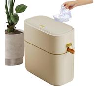 Générique Bathroom Trash Can with Lid, Slim 8L Dustbin, 11.02x5.91x*11.42in, Compact Covered Waste Bin for Narrow Spaces, Indoor Use in Home, Kitchen, WC, Dorm, Desk, RV, Laundry