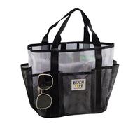 Générique Beach Tote, Reusable Shopping Grocery Bag, Large Lightweight Foldable Design, Multi-Functional Storage Capacity for School Travel, Picnic, Palestra, Holiday, Multicolor, Nero , Se référer au