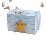 Générique Beach Wood Storage Box - 8,8 x 5,9 x 6 cm Trinket Box,Treasure Small Decorative Boxes Keepsakes Convenient Storage Amazing Present Opption Boxes With Starfish For Birthday Home Decoration