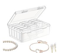Générique Bead Storage Containers, 15 Grids Clear Nail Accessory Organizer with Hinged Lid, 17 x 11 x 6 cm, 6,69 x 4,33 x 2,36 cm, portatile rettangolare Holder per braccialetti Jewelry Crafts, Travel