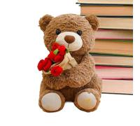 Générique Bear Plush | Hold Flower Soft Throw Pillow | Cuddly Bear Stuffed Animals Toys | for Girlfriend Girls Women Kids Wedding Birthday ChristmasValentines Party Couch Living Room Car