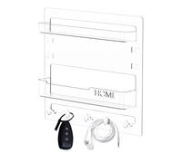 Générique Bedside Floating Shelf, Screen Stick on Storage Rack, Aesthetic Wall Mounted Organizer, 24 x 23 x 5,4 cm, Space Saving Design, Accessory Holder with Hooks, Cable Clips for Bedroom