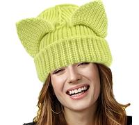 Générique Berretto con orecchie di gatto, berretto a maglia spessa e calda, per donne, famiglia, fidanzata, madre, moglie, pendolare, inverno, luogo di lavoro, attività all'aperto, verde