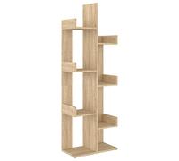 Générique Biblioteca Chene Sonoma 48x25,5x140 cm Legno Ingenierie | 8 scomparti, organizer per libri CD riviste, design albero, compatto per piccolo soggiorno