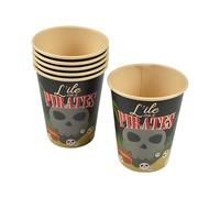 Générique Bicchieri L'isola dei pirati in cartone da 25 cl, 9 cm x 7,5 cm, set di 6, nero e rosso, decorazione di compleanno pirata, per feste, Halloween, feste di compleanno per bambini, ragazza o