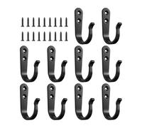 Générique Black Hooks - Iron 10 pezzi Wall Mounted Decorative Racks Holder | Heavy Duty Coat Hooks For Hats Towels Bags | For Home House Kitchen Entryway Bathroom Outdoor Door Use