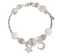 Générique Blu Perlato Uomo 4 Rhodonite Anelli And Moon Bracciale Temperament Design Jewelry Donna Fashion Design Bracciale Retro Temperament Bracciale Elastico Pietre Cerchi Bracciale Anelli, Taglia