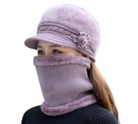 Générique Bob Girl Womens Beanie Hat Winter Hat Scarf Set Donna Inverno Cappello Middle and Old Warm Earmuff Hat Berretto Orecchio che si muove Adulto, viola., Taglia Unica