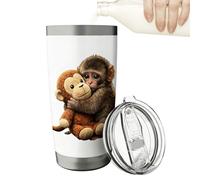 Générique Borraccia termica da 600 ml con coperchio a scimmia, borraccia da viaggio, per uomini e donne, viaggi, palestra, ufficio, casa, esterno, auto, feste, caffè, tè