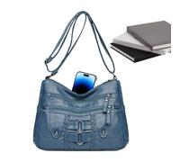 Générique Borsa a sciarpa da donna, borse a tracolla da donna - Borsa a tracolla in pelle PU pura a mano,Grandi signore multi-tasca per il lavoro di lavoro, blu, Se référer au descriptif