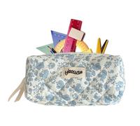 Générique Borsa cosmetica da viaggio, floreale portatile, borsa cosmetica, borsa cosmetica, borsa morbida per scuola, lavoro, viaggio, 19 x 8,5 x 7,5 cm, blu, Se référer au descriptif,